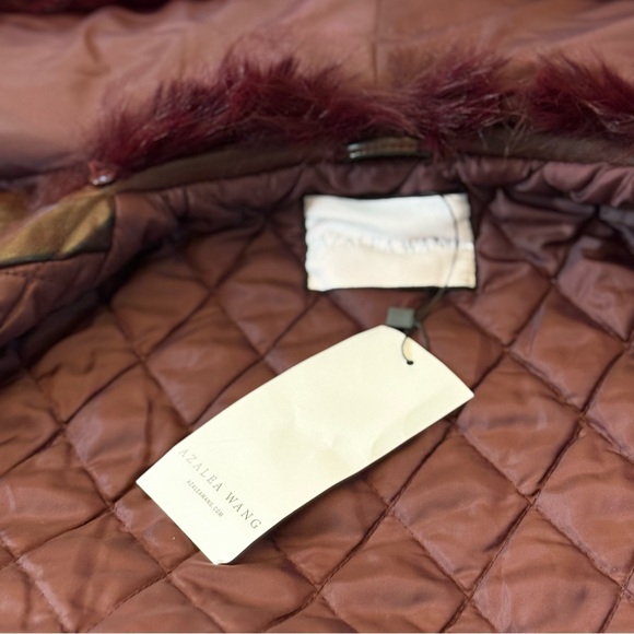 Azalea Wang Aurelia Faux Leather Moto Jacket XL Burgundy Faux Fur Collar NWT - Picture 5 of 16